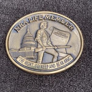 NRA life member solid brass belt buckle